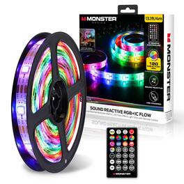 Monster - Indoor 13ft Dimmable Multi-Color Color Flow LED Light Strip with Remote Control, USB-Powered - Multicolor