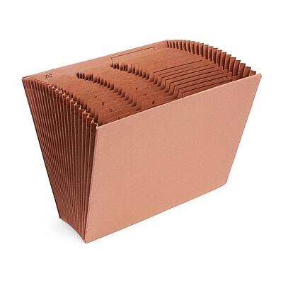 Front. Staples - Staples Letha-Tone Reinforced Accordion File, Alphabetical Index, 21-Pocket, Letter Size, Brown (ST119099) - Brown.
