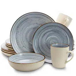 Elama - Mellow 16-Piece Dinnerware Set - Powder Blue