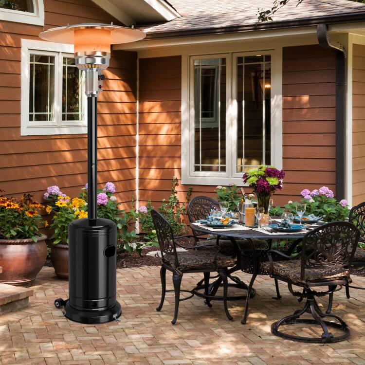Left. Mondawe - 50000 BTU Stainless Steel Propane Patio Heater with Trip over Protection - Black.