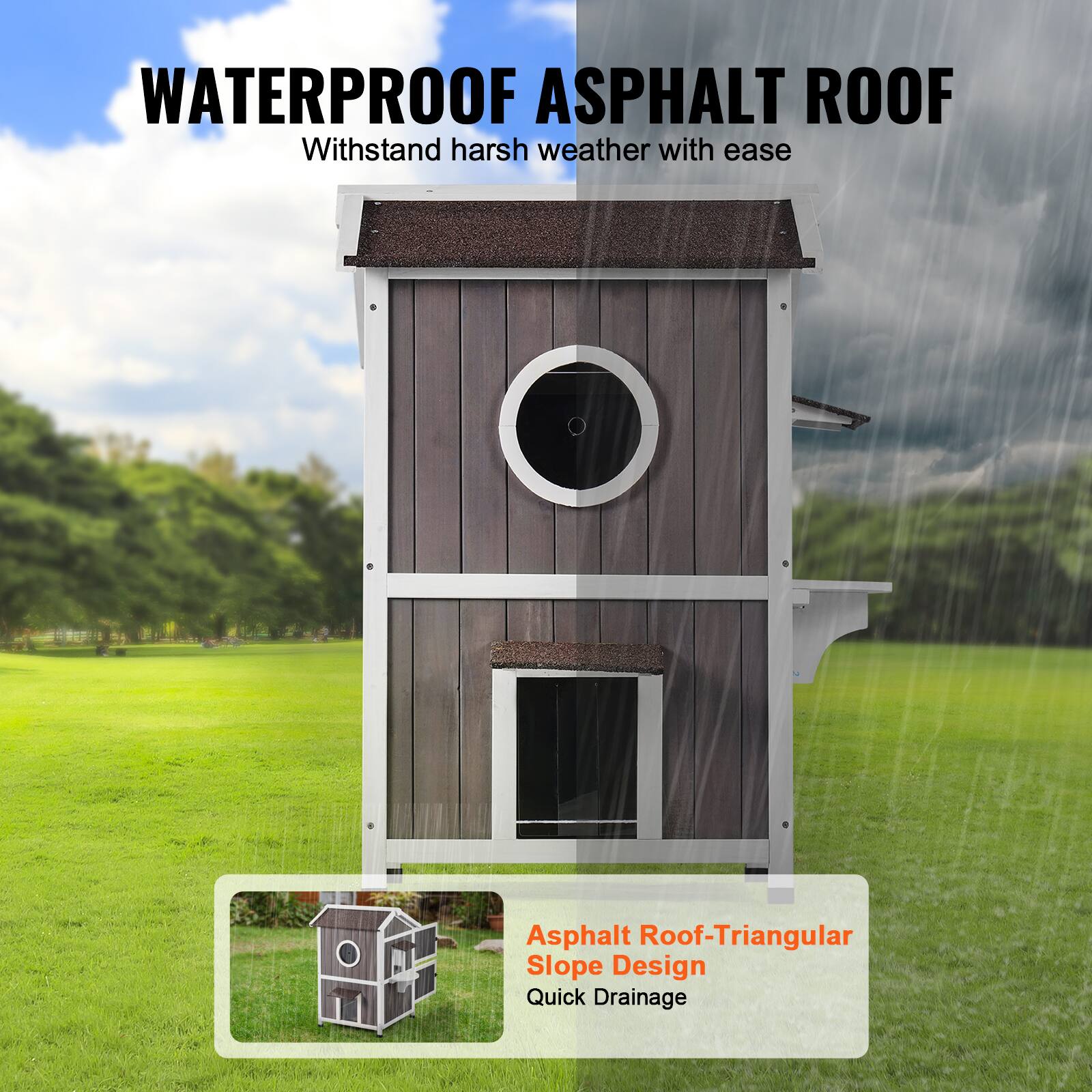 WATERPROOF ASPHALT ROOF
Withstand harsh weather with ease

Asphalt Roof-Triangular Slope Design
Quick Drainage