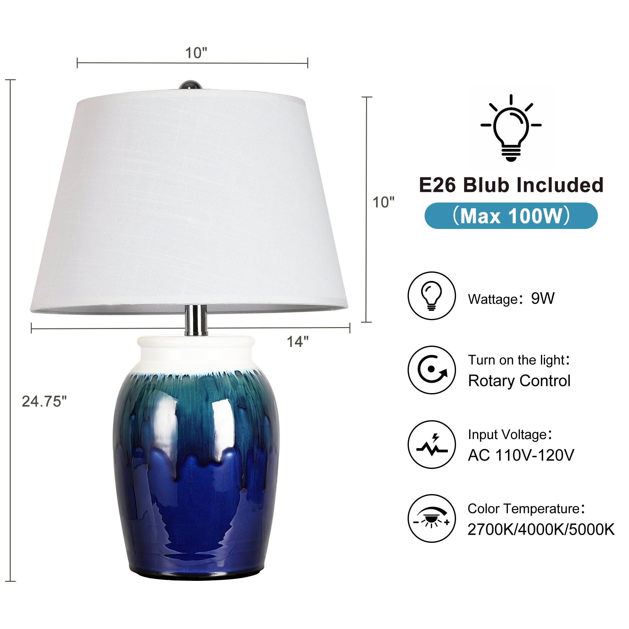 10"  
10"  
E26 Bulb Included (Max 100W)  
Wattage: 9W  
24.75"  
14"  
Turn on the light: Rotary Control  
Input Voltage: AC 110V-120V  
Color Temperature: 2700K/4000K/5000K