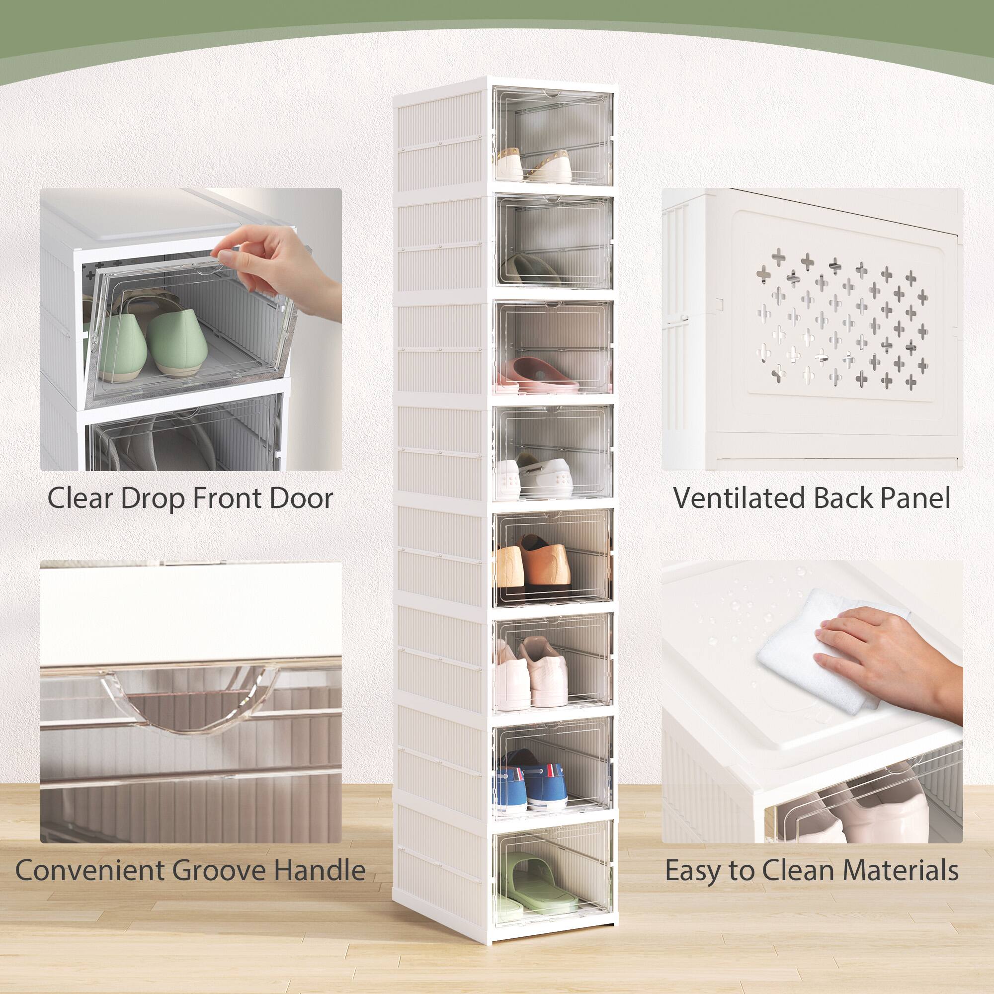 Clear Drop Front Door, Ventilated Back Panel, Convenient Groove Handle, Easy to Clean Materials