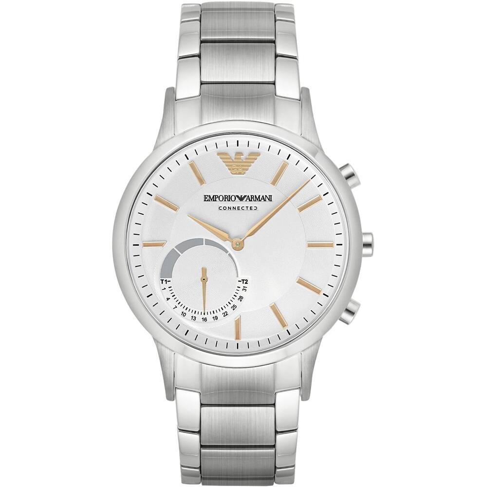 Best Buy Emporio Armani Connected Hybrid Smartwatch 43mm Stainless Steel Stainless steel White ART3005