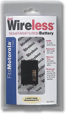 Front Standard. Just Wireless - NiMH Battery for Motorola T193 Cell Phones.