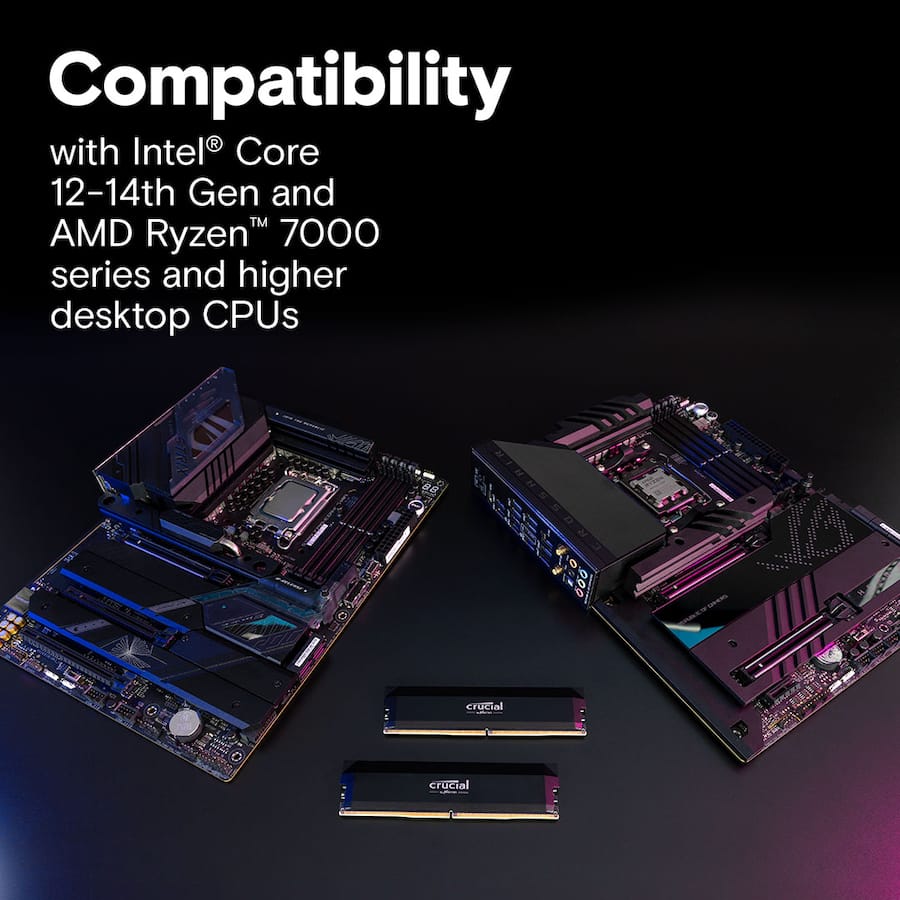 Crucial Pro Overclocking 32GB (2x16GB) DDR5 6000MHz C36 UDIMM Crucial Pro Overclocking 32GB (2x16GB) DDR5 6000MHz C36 UDIMM