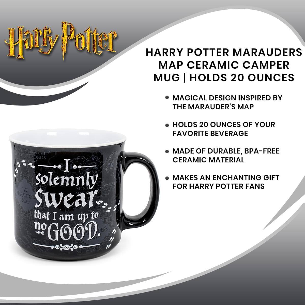 Harry Potter

HARRY POTTER MARAUDERS MAP CERAMIC CAMPER MUG | HOLDS 20 OUNCES

- MAGICAL DESIGN INSPIRED BY THE MARAUDER'S MAP
- HOLDS 20 OUNCES OF YOUR FAVORITE BEVERAGE
- MADE OF DURABLE, BPA-FREE CERAMIC MATERIAL
- MAKES AN ENCHANTING GIFT FOR HARRY POTTER FANS

I solemnly swear that I am up to no good.