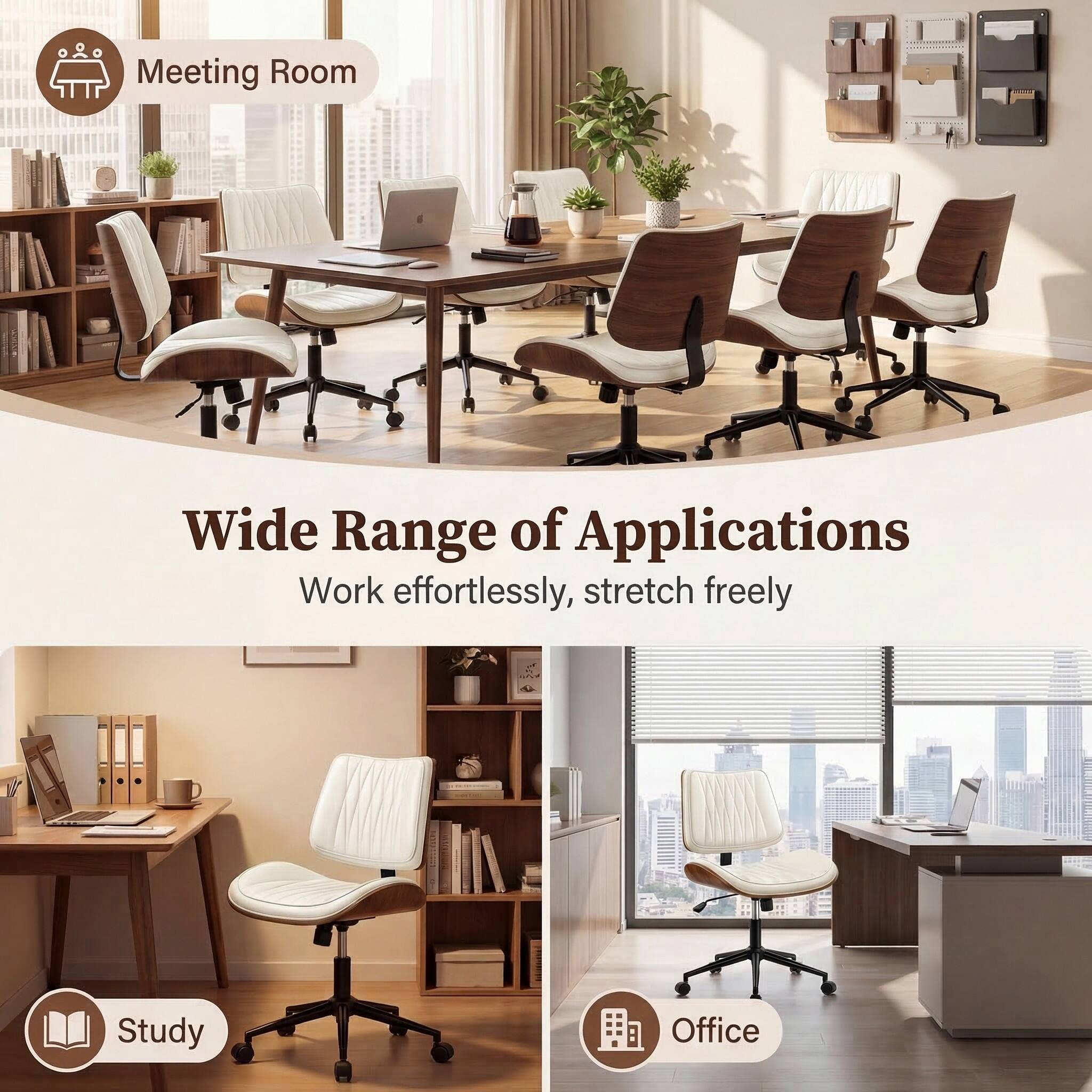Meeting Room  
Wide Range of Applications  
Work effortlessly, stretch freely  

Study  
Office
