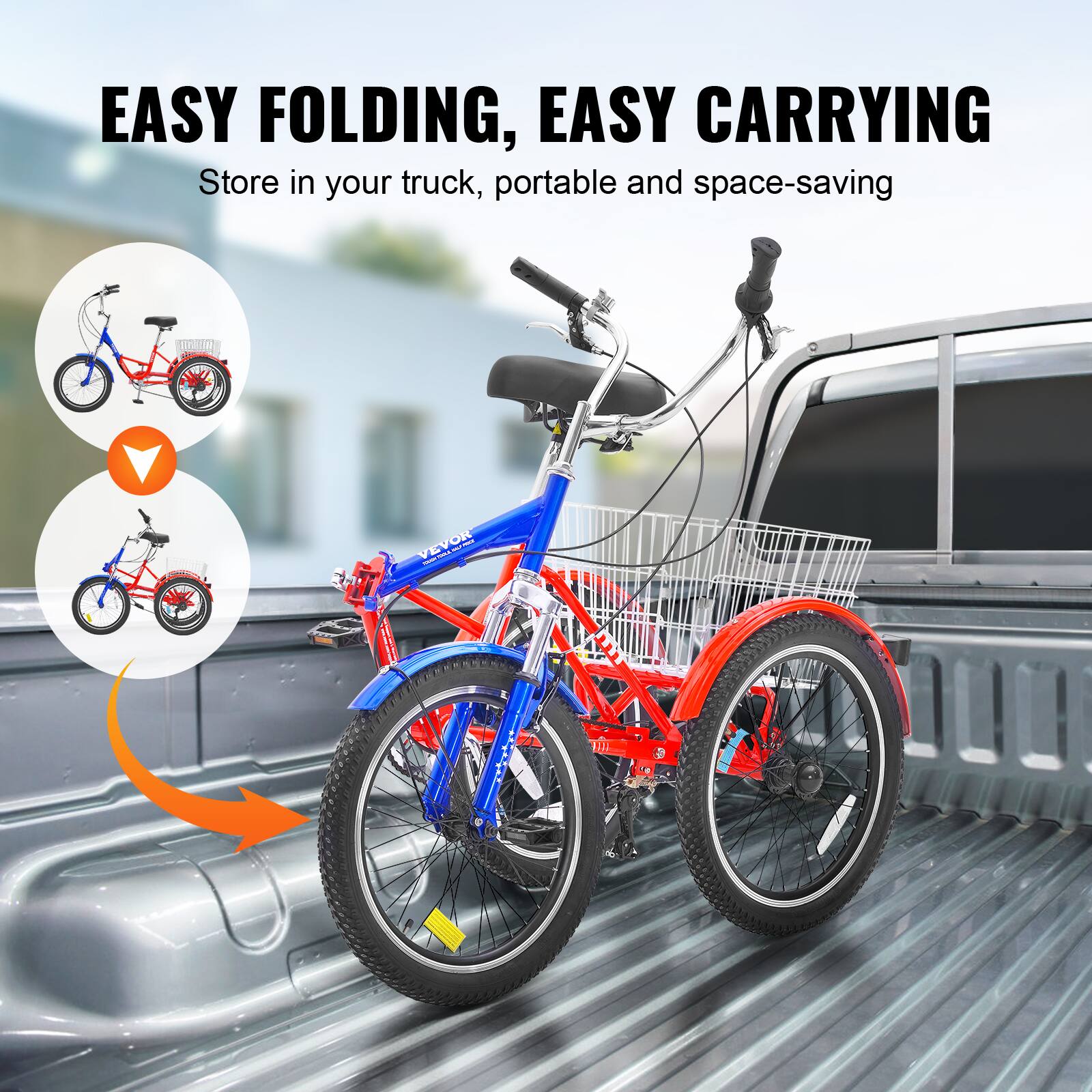 EASY FOLDING, EASY CARRYING
Store in your truck, portable and space-saving
VEVOR OR