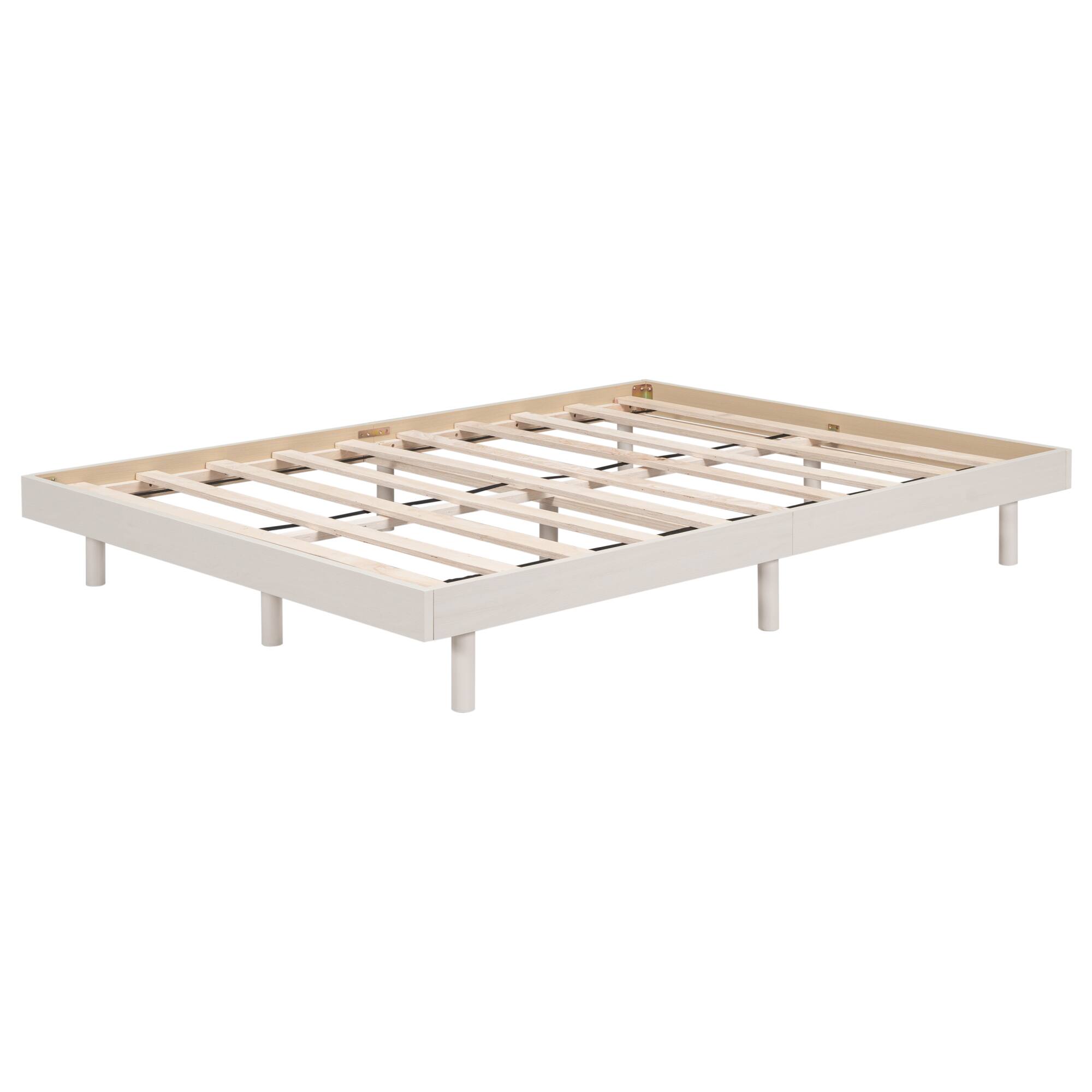 Alt View 2. GOODSILO - Modern Full Floating Platform Bed Frame with Sturdy Construction and Elegant Design for Contemporary Bedrooms - White Washed.