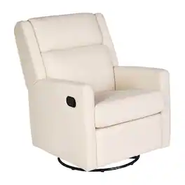 Emma + Oliver - Mari Manual Glider Rocker Recliner with 360 Degree Swivel Perfect for Living Room, Bedroom, or Nursery - Cream