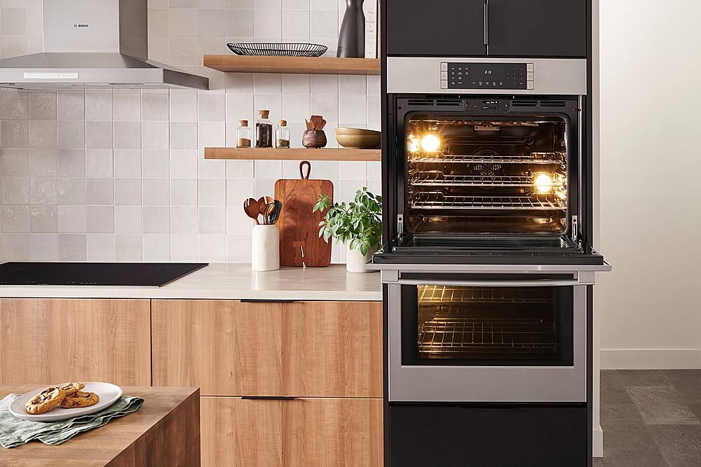 Alt View 21. Bosch - 800 Series 30" Built-In Electric Convection Double Wall Oven - Stainless steel.