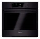 Front. Bosch - 800 Series 30" Built-In Single Electric Convection Wall Oven - Black.