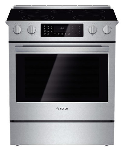 Bosch – 800 Series 4.6 Cu. Ft. Self-Cleaning Slide-In Electric Convection Range – Stainless steel