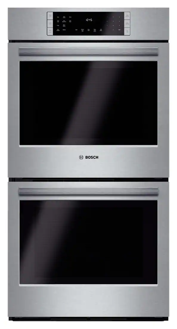 Front. Bosch - 800 Series 27" Built-In Double Electric Convection Wall Oven - Stainless steel.
