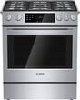 Bosch - 800 Series 4.6 Cu. Ft. Self-Cleaning Slide-In Dual Fuel Convection Range - Stainless Steel - Larger Front