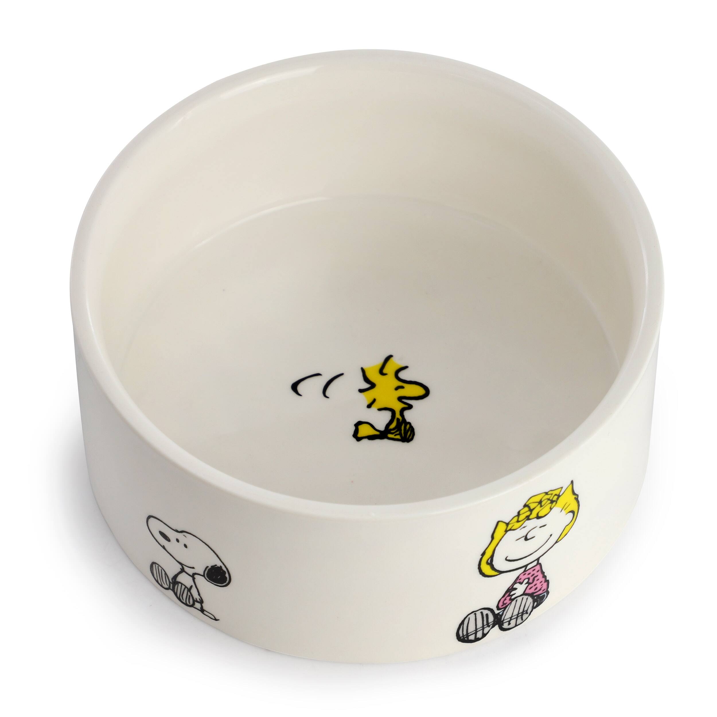 Alt View 1. Peanuts - Peanuts Charlie Brown and Friends Snack Time 6in Stoneware Pet Bowl - White and Multi.