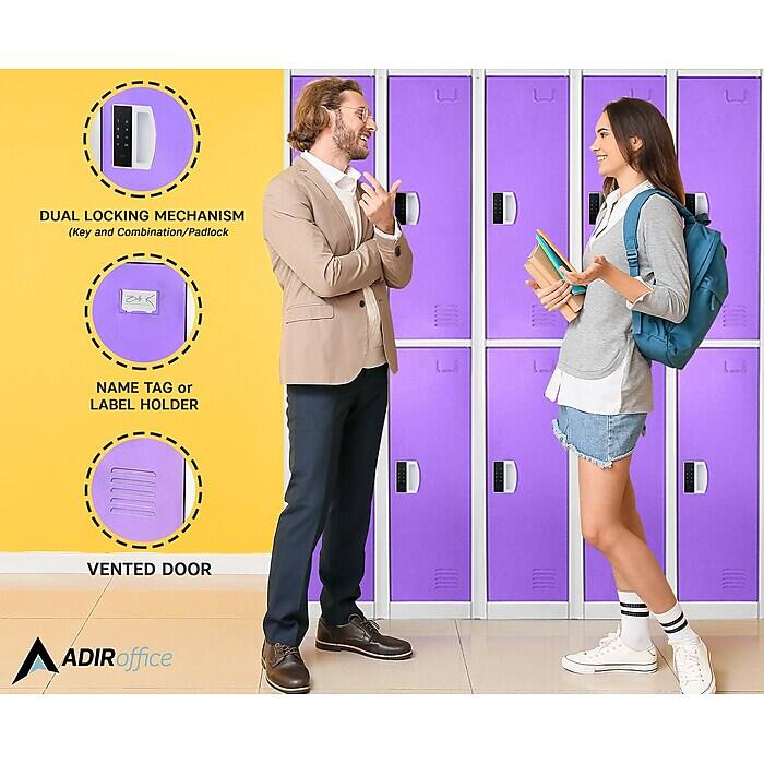 DUAL LOCKING MECHANISM (Key and Combination/Padlock), NAME TAG or LABEL HOLDER, VENTED DOOR, ADIRoffice