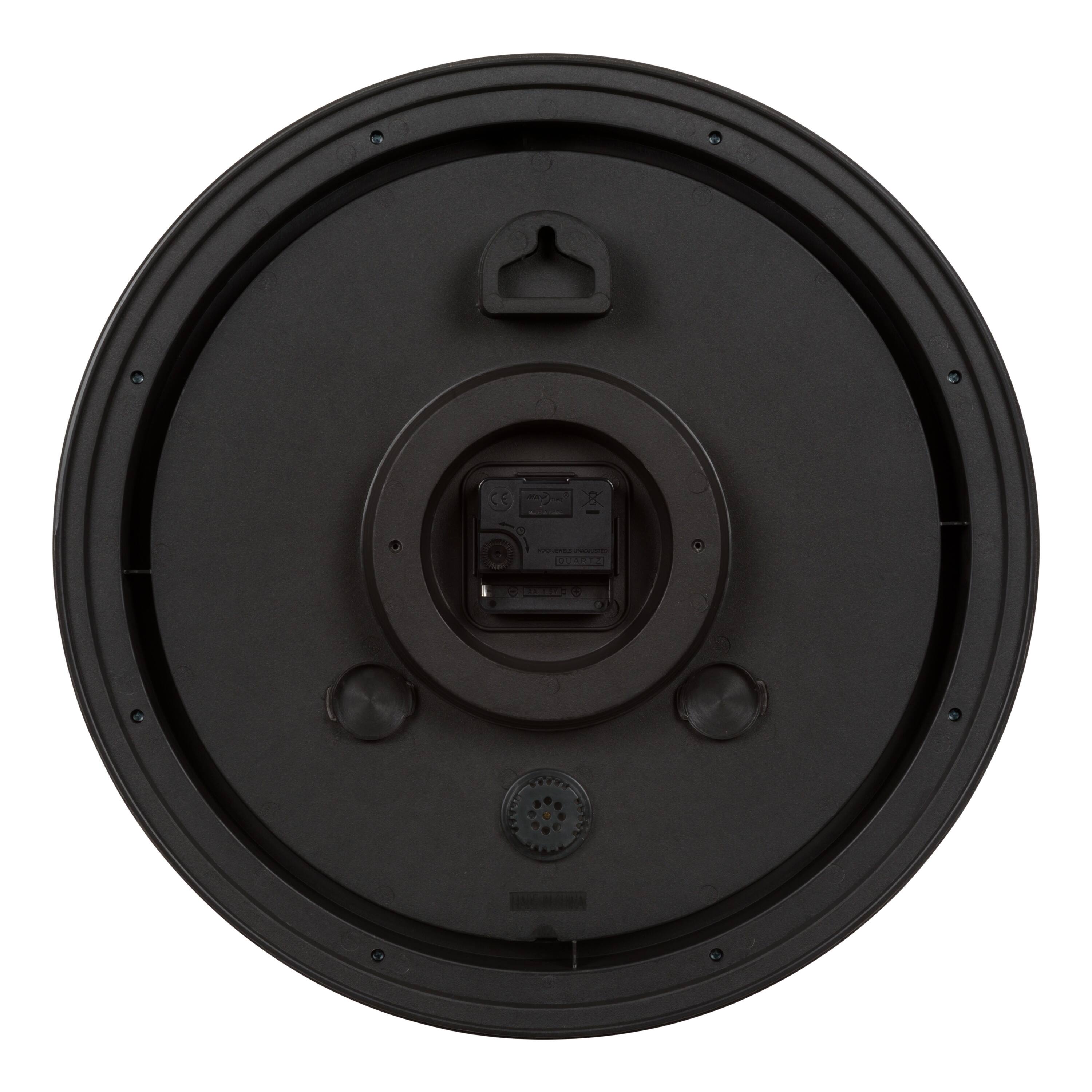 Back. La Crosse Clock Co. - 15.75 Inch Margaritaville Blue Macaw Indoor/Outdoor Quartz Wall Clock with Temperature - Multicolor/White.