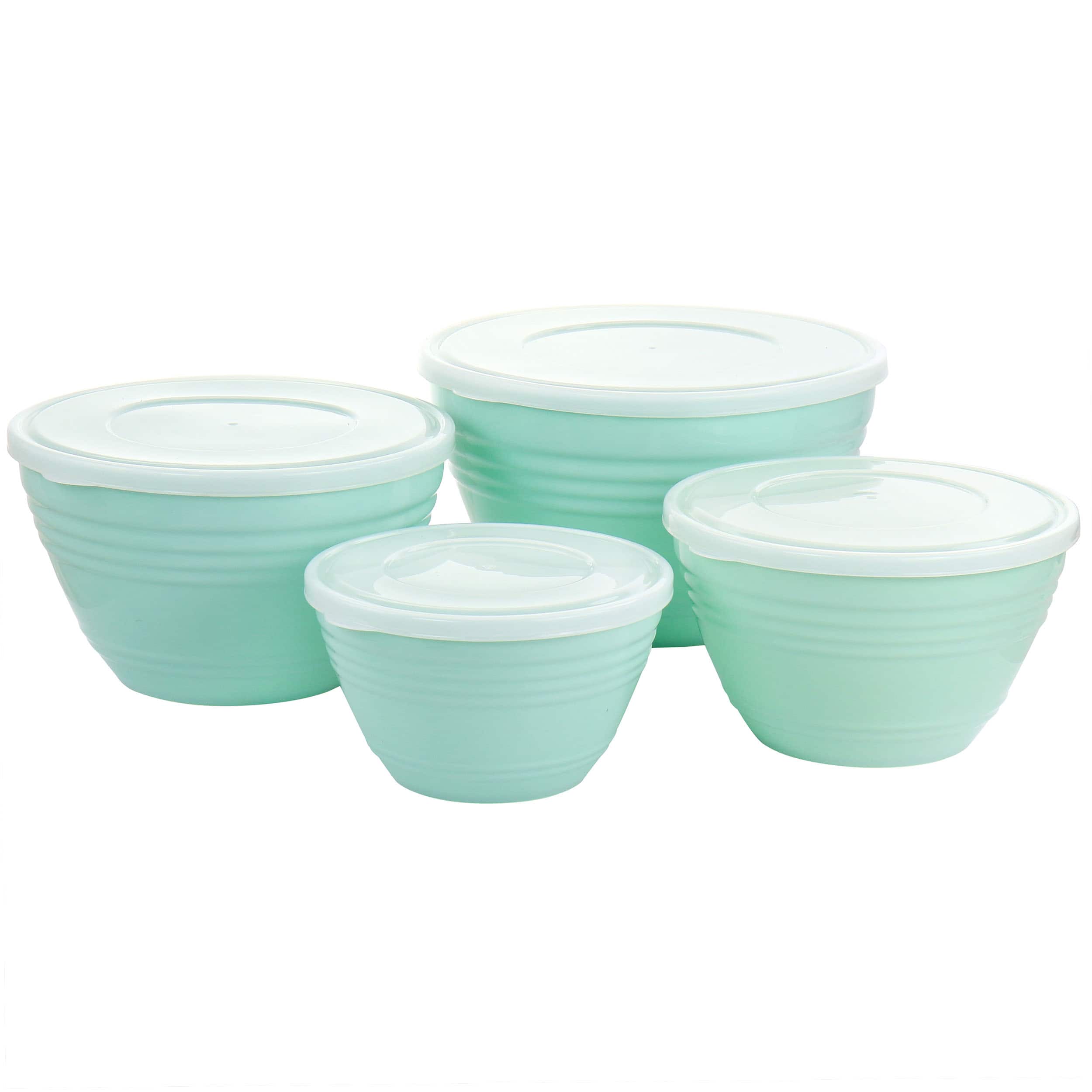 Martha Stewart - 8 Piece Plastic Bowl Set with Lids in Turquoise - Blue
