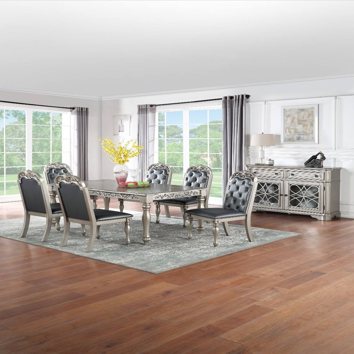 Loheer Formal Dining Table, Silver Gray Rubberwood, Rectangular 72 Inch ...