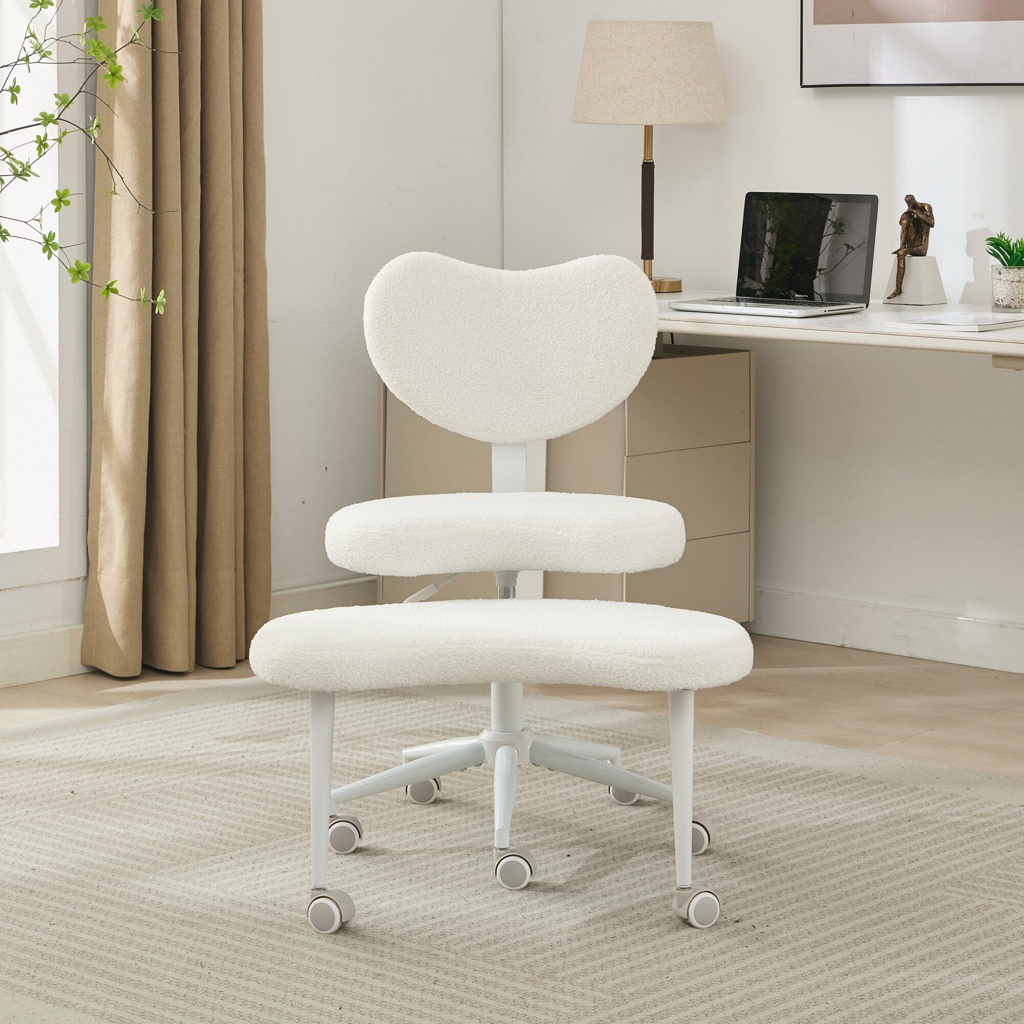 Alt View 2. Forest'nSky - Adjustable Cross-Legged Meditation Chair with Wheels & Lumbar Support,Ivory - Ivory.