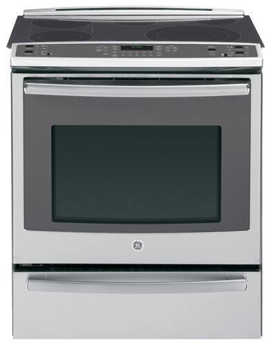 GE - Profile Series 5.3 Cu. Ft. Self-Cleaning Slide-In Electric Convection Range - Stainless steel-Front_Standard 