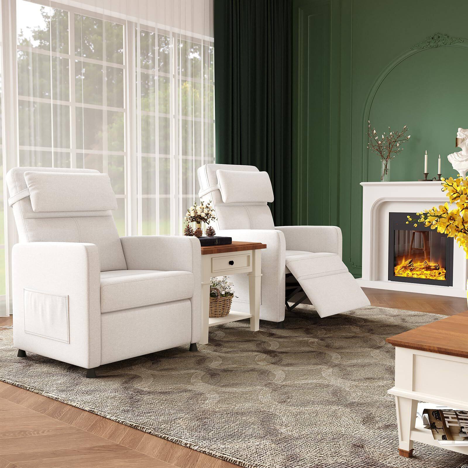 Alt View 7. Acekool - Recliner Chair Electric Reclining Sofa Adjustable Power Recliner Lazy Chair Home Theater Seating - White.