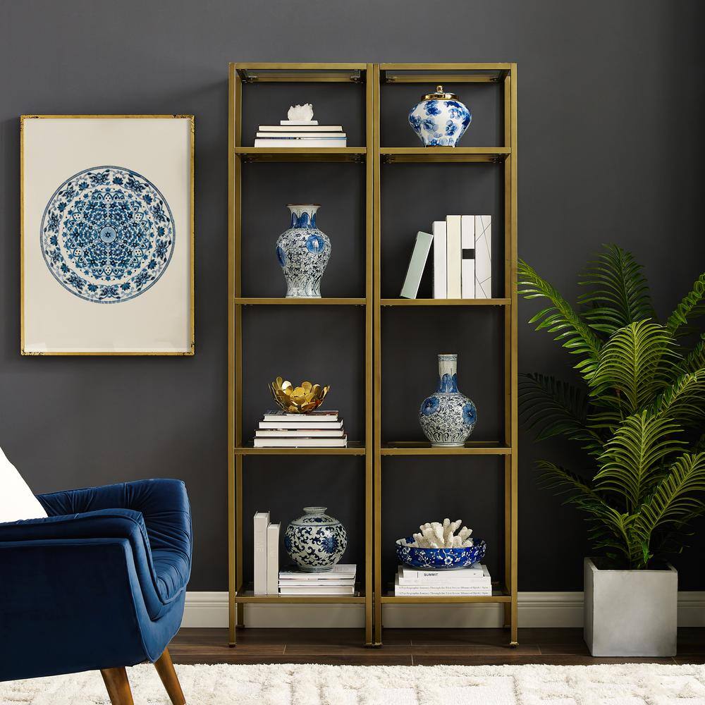 Crosley Furniture Aimee 2 Piece Etagere Bookcase Set 2 Narrow Etageres ...