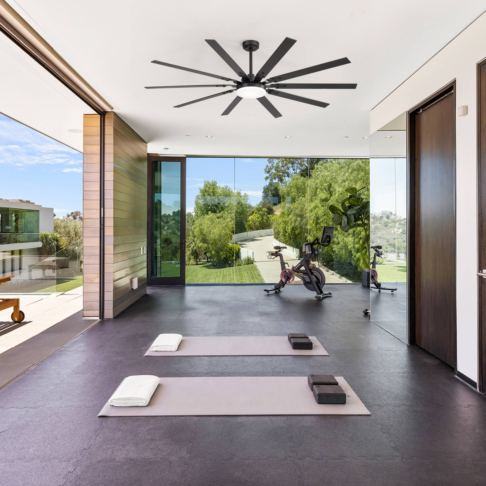 Alt View 1. Breezary - 72-Inch 10-Blade LED Ceiling Fan, DC Motor, 3 Color Temperature Options, Remote Control, and Reversible Function - matte black.