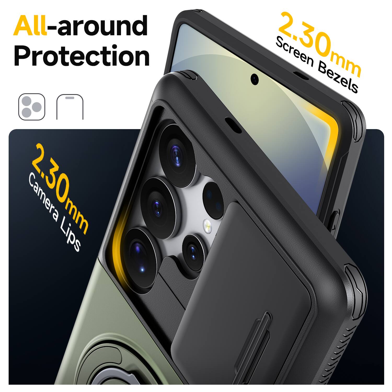All-around Protection  
2.30mm Camera Lips  
2.30mm Screen Bezels