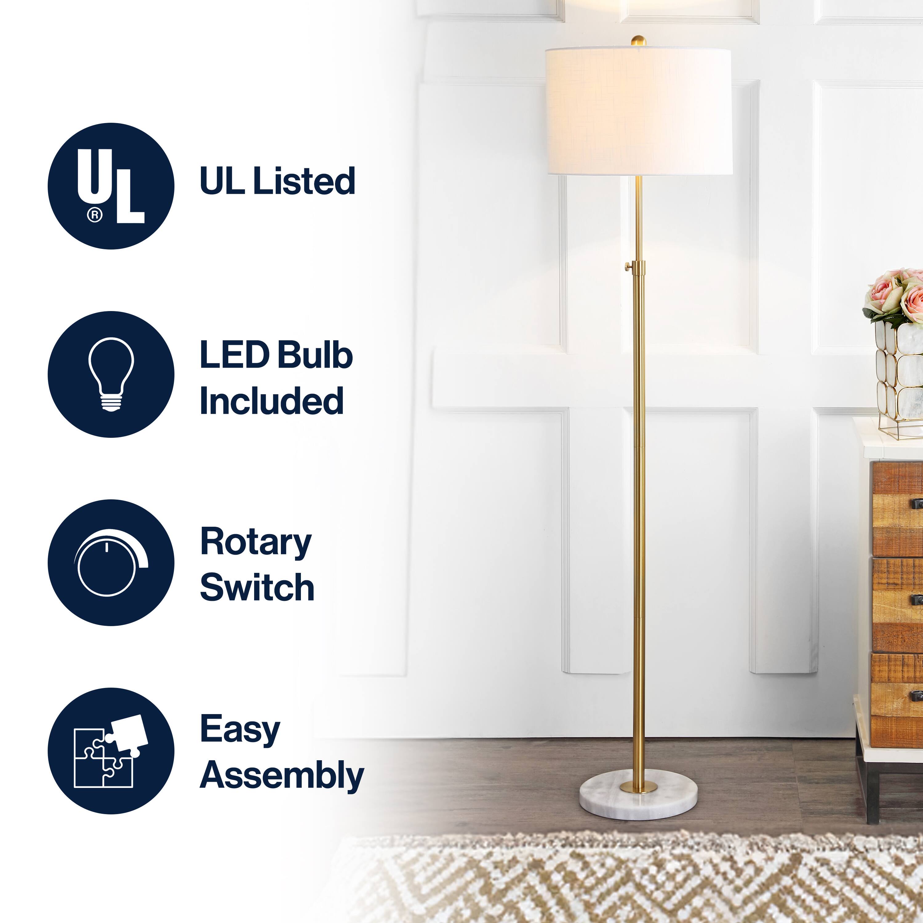 UL Listed LED Bulb Included Rotary Switch Easy Assembly
