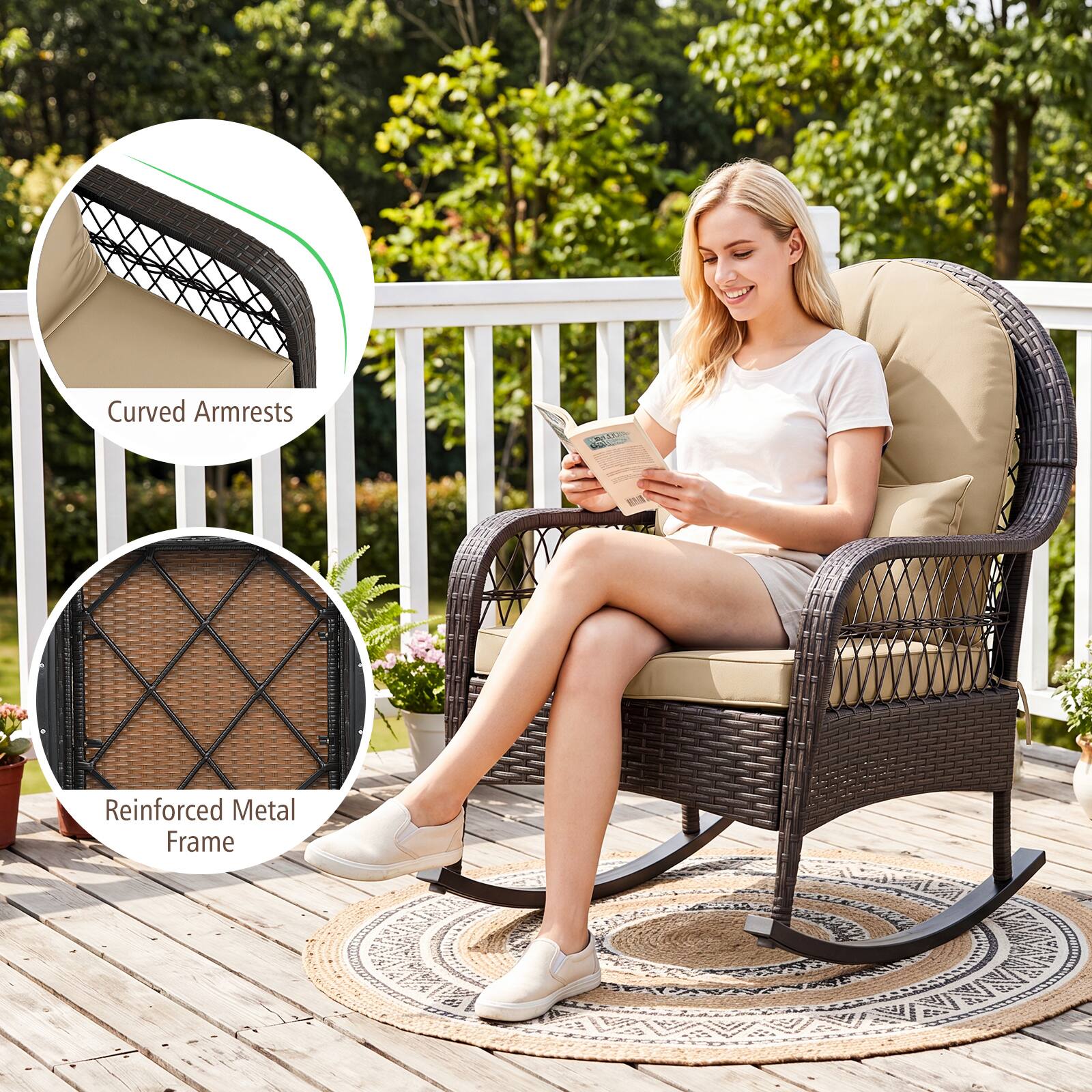 Curved Armrests  
Reinforced Metal Frame