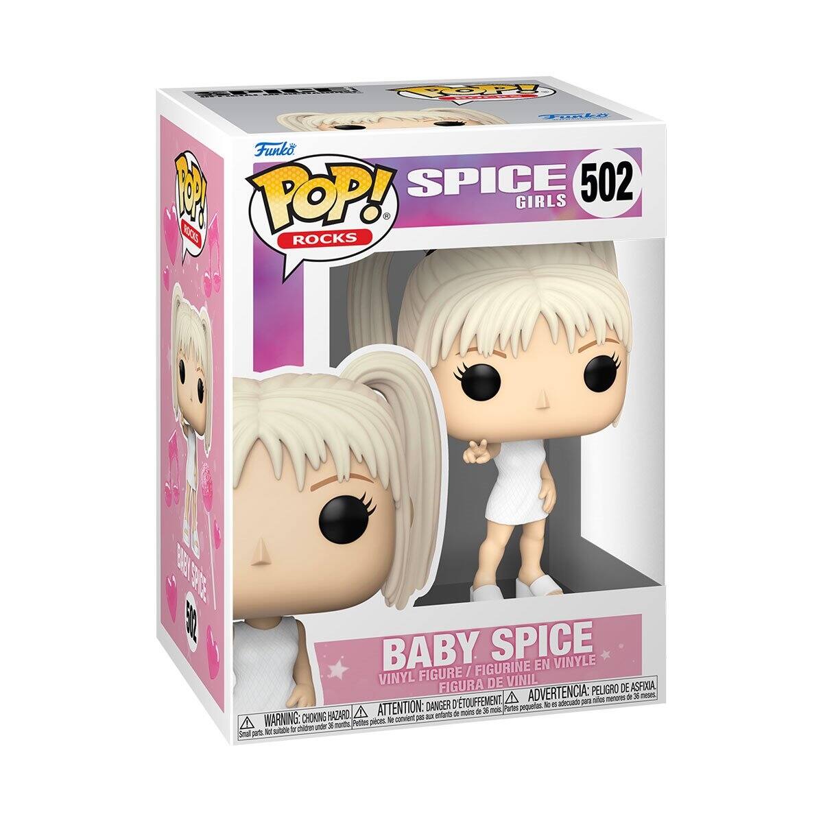 Funko POP! SPICE 502 GIRLS ROCKS BABY SPICE VINYLE FIGURINE EN FIGURE I VINYL DE VINIL FIGURA ADVERTENCIA PELIGRO DE ASFIXIA, nenoe 5e X meses D'TOUFFEMENT addesado pe1  ATTENTION: DANGER pequetus to i A de x m Partes HAZARO, eontarts i mo WARNING: CHOKING convient -6 - pices to under 3 nonts Potites N sitbe T