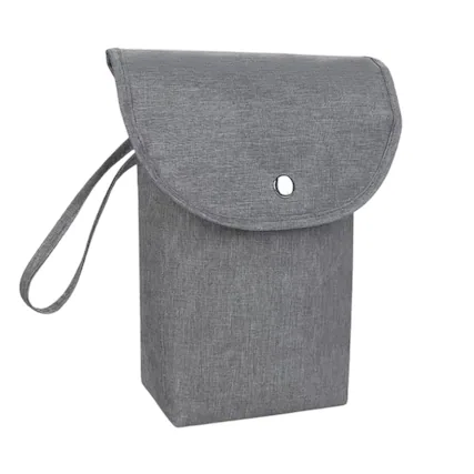 Front. Kitcheniva - Small Waterproof Baby Diaper Storage Bag, Gray - Gray.