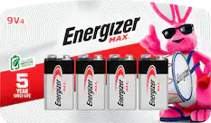 Front. Energizer - MAX 9V Batteries (4 Pack), 9 Volt Alkaline Batteries - Silver.