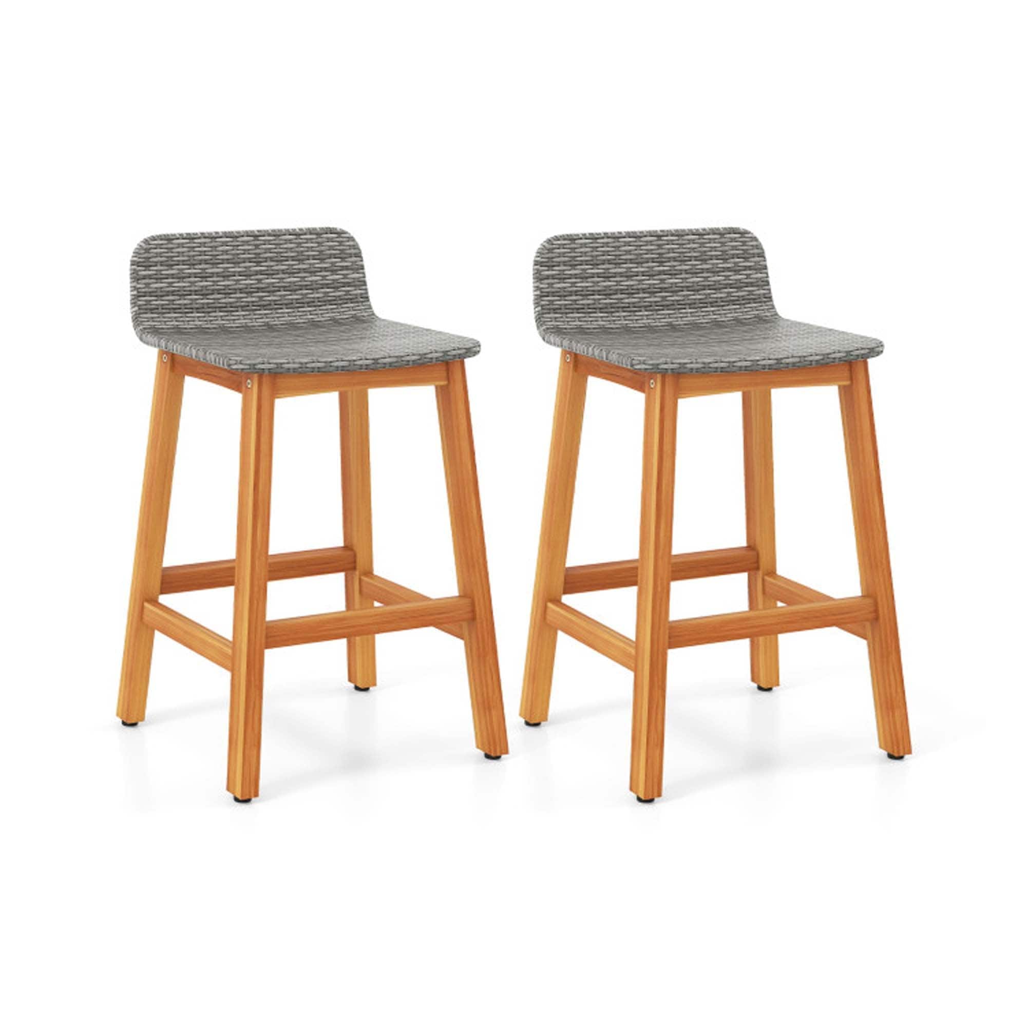 Photos - Chair S-Tools Boyel Living - with Footrest Wood Set of 2 Bar Stools - Gray BL-HW73978-2 