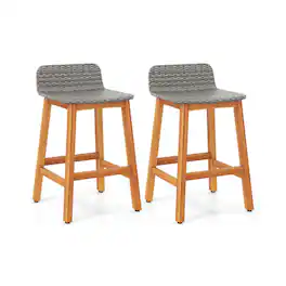 Boyel Living - with Footrest Wood Set of 2 Bar Stools - Gray