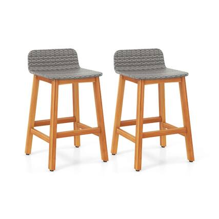 Front. Boyel Living - Gray with Footrest Wood Set of 2 Bar Stools - Gray.