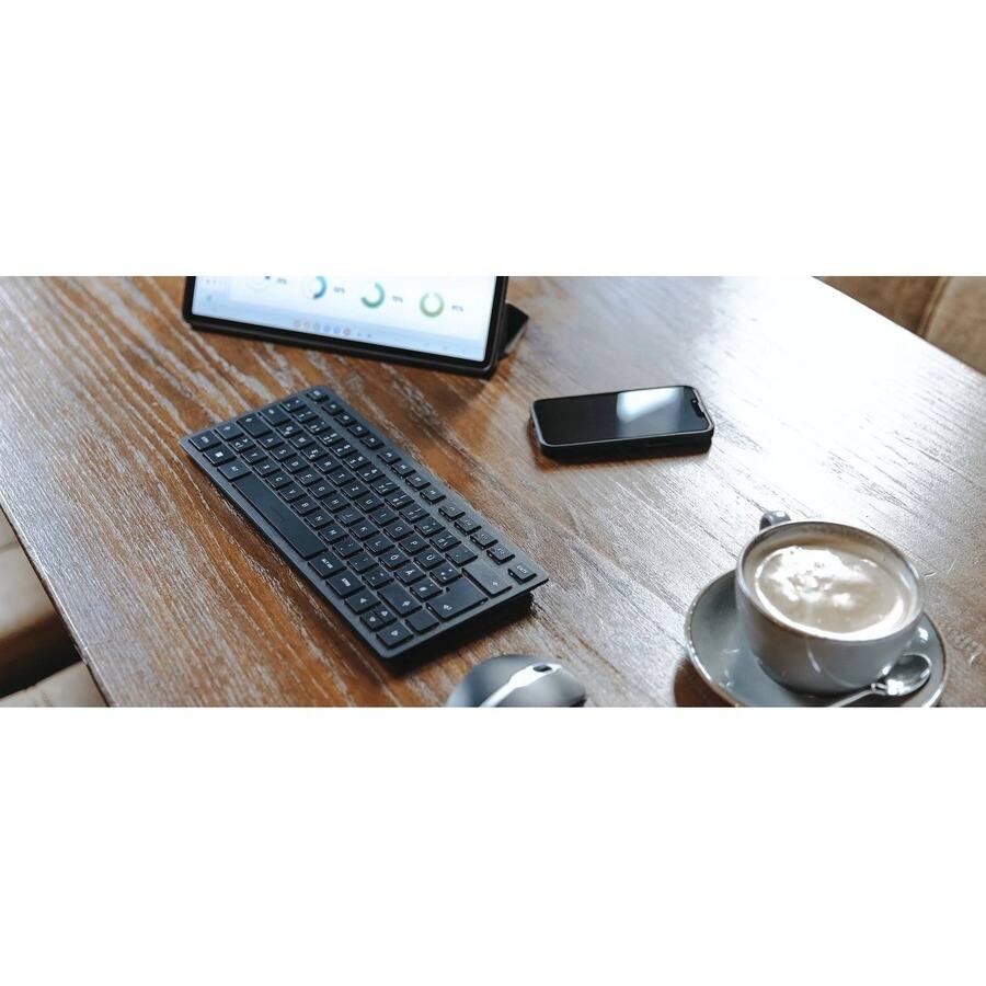Alt View 3. CHERRY - CHERRY KW 9200 MINI Keyboard - Wired/Wireless Connectivity - Bluetooth/RF - 5 - 2.40 GHz - USB Type C Interface - Black.