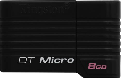 Front. DataTraveler Micro 8GB USB Flash Drive - Black.