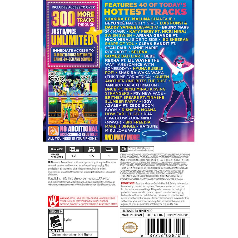 Integration Watt miles Best Buy: Just Dance 2018 Standard Edition Nintendo Switch UBP10902112