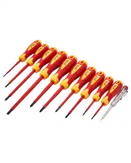VEVOR - Insulated Screwdriver Set, 11-Piece Professional Electrical Screwdriver Set, 1000V Insulated Electrician Tool Set - Black + Orange/Red