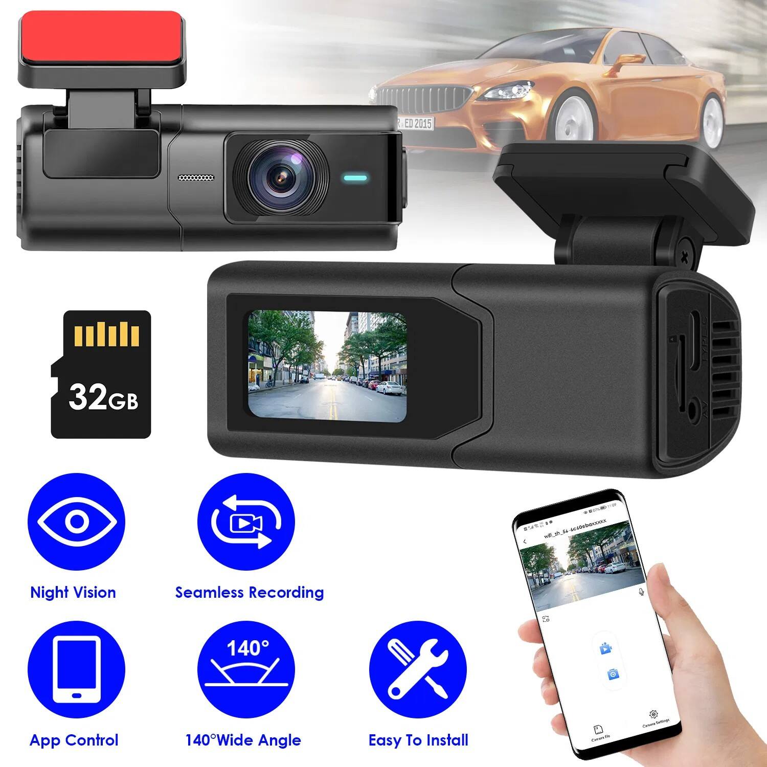 1 ED 2015 300X00XXXX 32GB auN .- URII a Night Vision Seamless Recording S 140 App Control 140Wide Angle Easy To Install