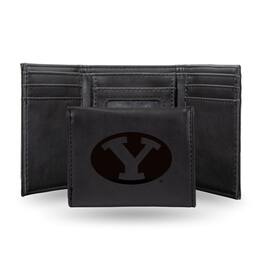 Rico Industries - Brigham Young BYU Cougars Laser Engraved Black Trifold Wallet - Multi