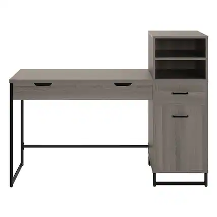 Front. OSP Home Furnishings - Hagney Lane 54" Wide Sit-To-Stand Desk - Farm Oak.