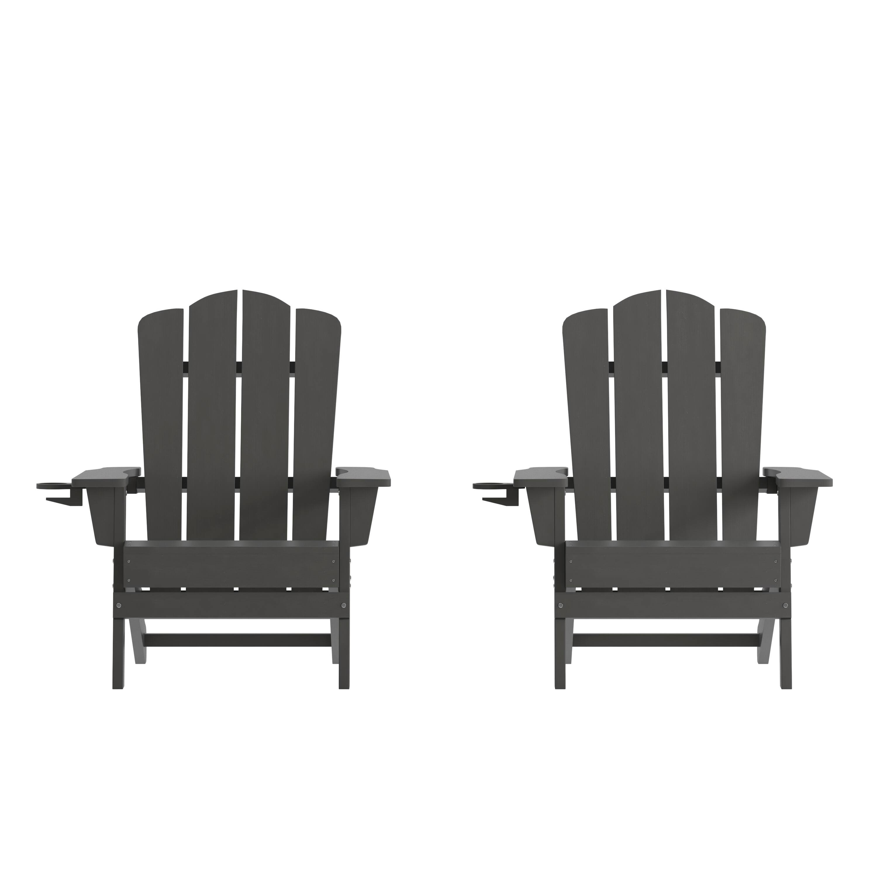 Emma + Oliver - Tiverton Set of 2 Adirondack Chairs with Cup Holders, Weather Resistant HDPE Adirondack Chairs - Gray price history on PriceWatchPro