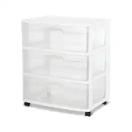 Sterilite - Wide 3 Drawer Rolling Storage Cart Container with Casters, (2 Pack)