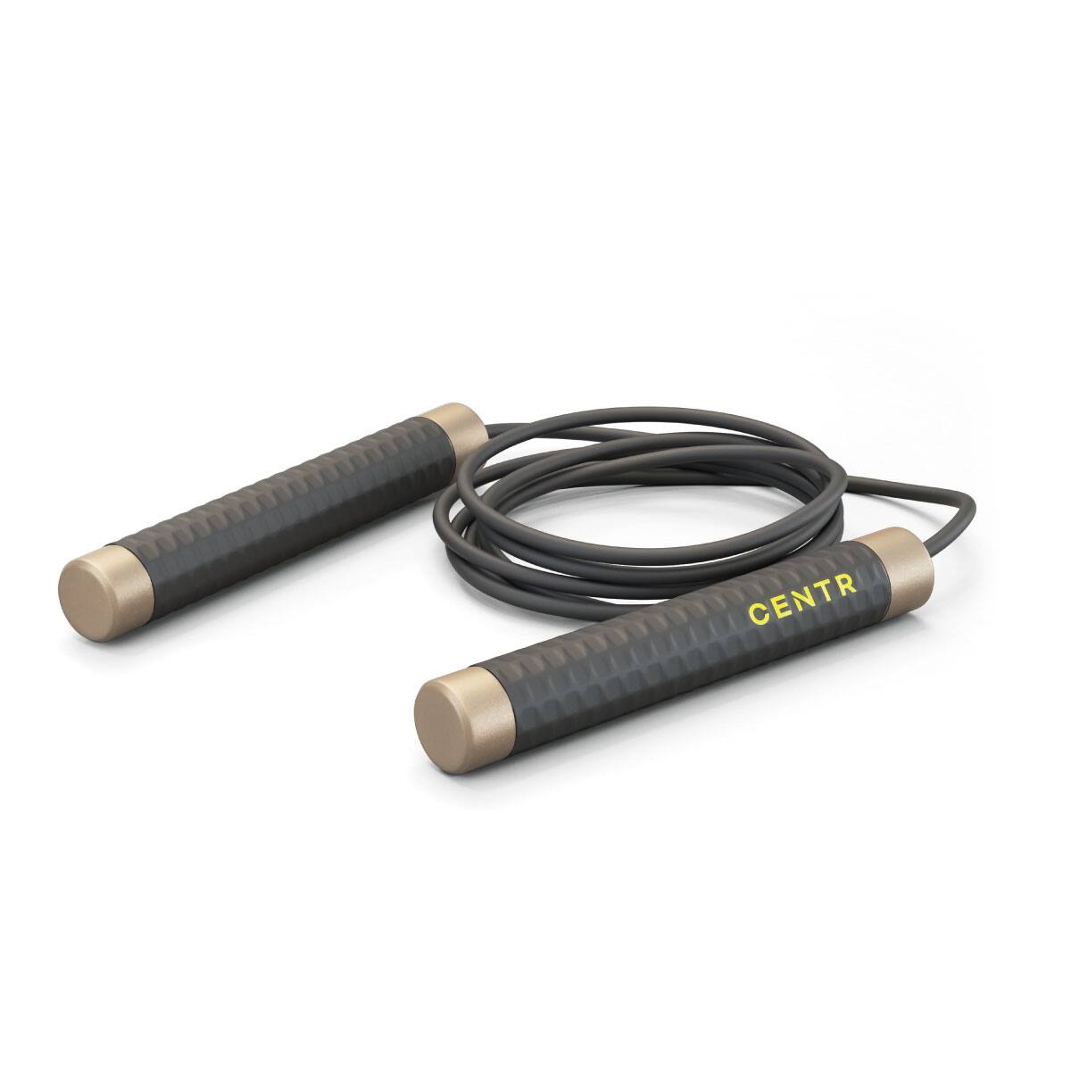 Angle. Centr - By Chris Hemsworth Jump Rope for Cardio Training, Adjustable Length + 3-Month MembershipBrand owner - Black.
