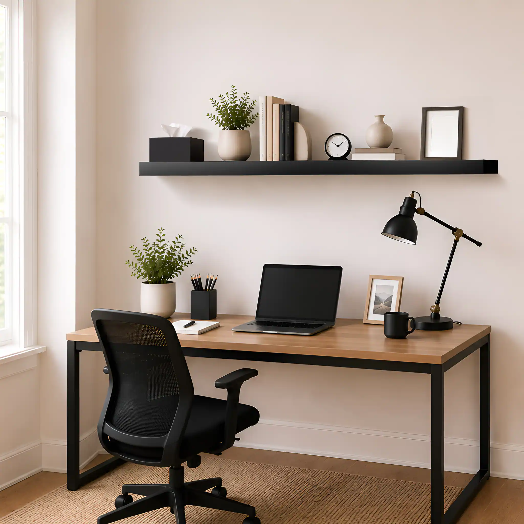 Alt View 5. Sorbus - 1-Piece 55 Inch Wall Mounted Floating Shelves, Black - Black.